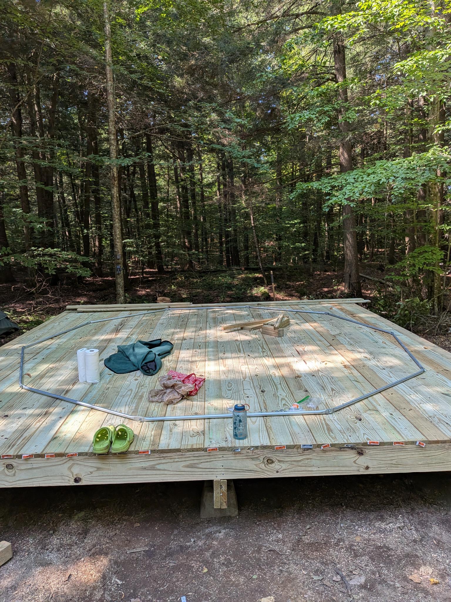 Finished deck with the dome base outline chalked on it